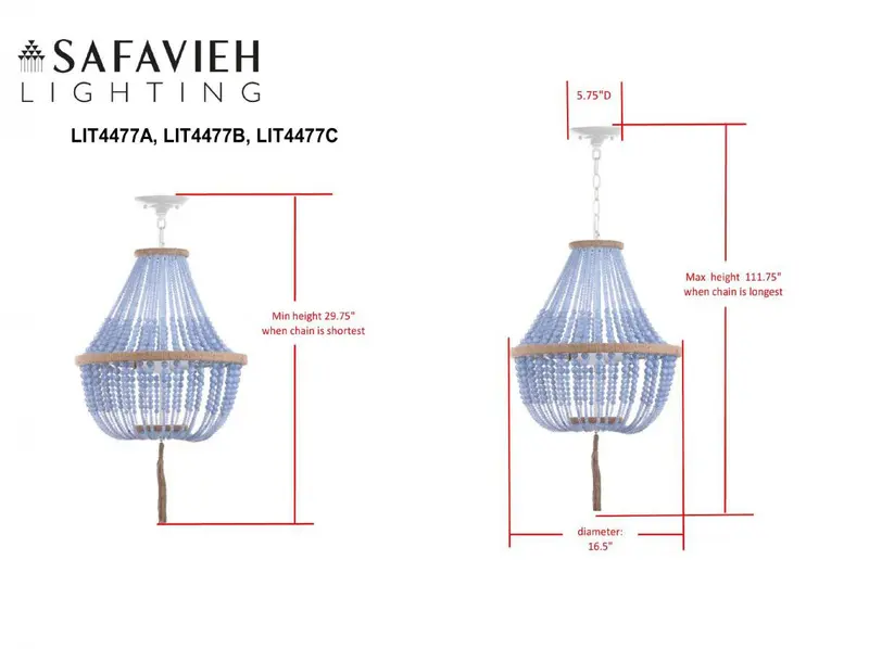 Safavieh Lush Kristi 3 Light 16.5-Inch Dia Blue Beaded Pendant - Blue