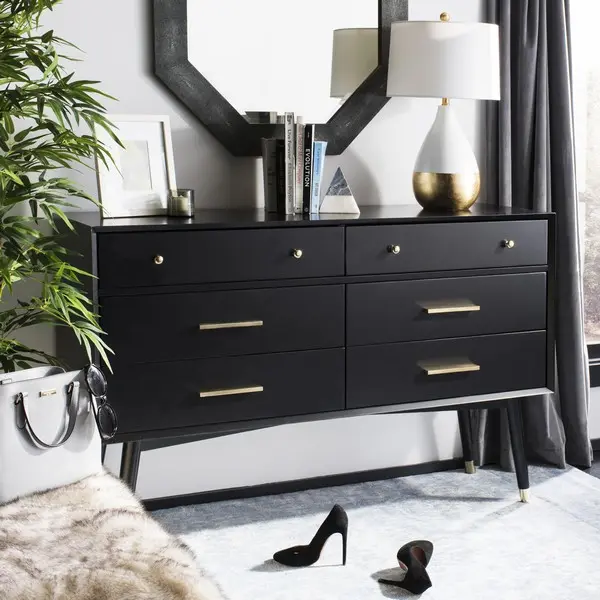 Safavieh Madden Retro Dresser - Black and Brass