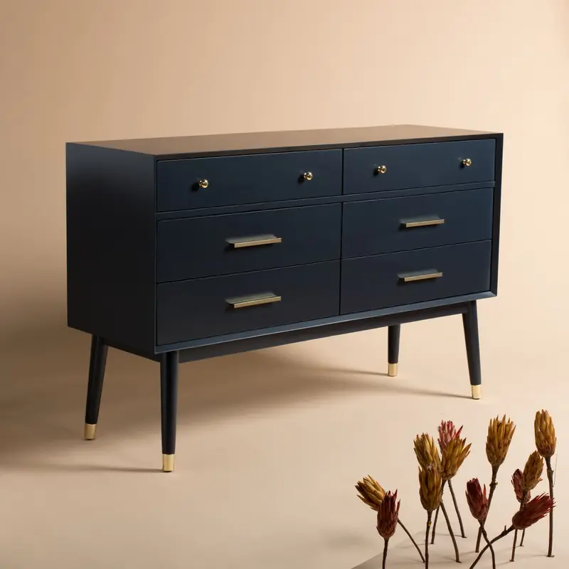 Safavieh Madden Retro Dresser - Navy and Brass