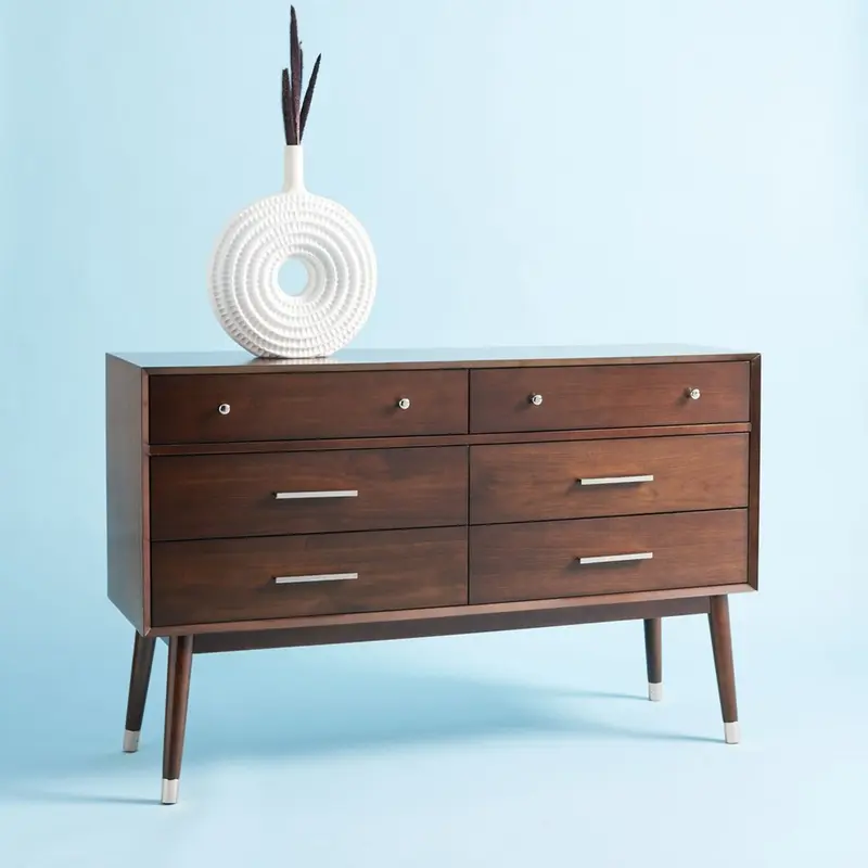 Safavieh Madden Retro Dresser - Walnut and Siver