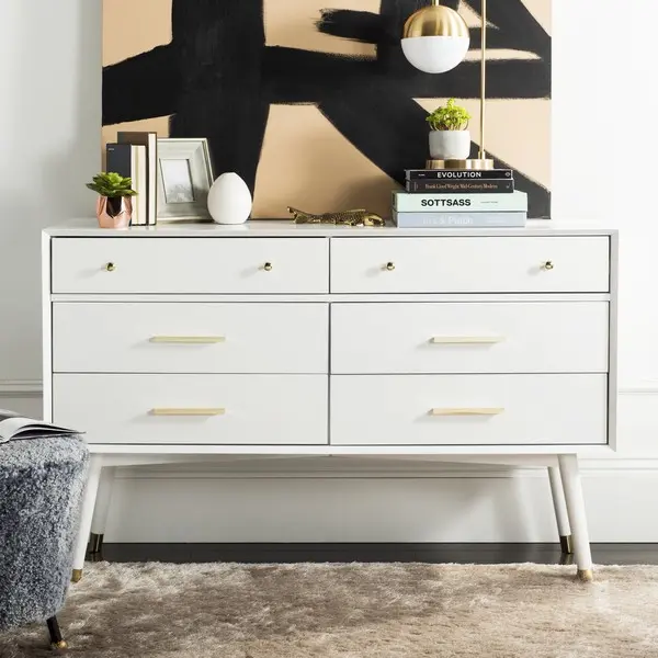 Safavieh Madden Retro Dresser - White and Brass