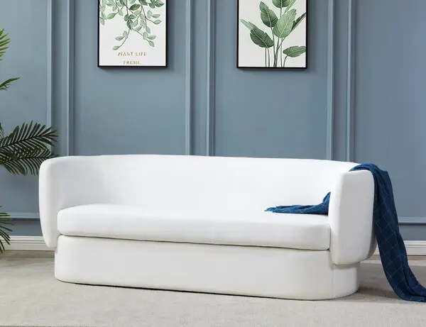 Safavieh Mariano Curved Upholstered Fabric Sofa - White