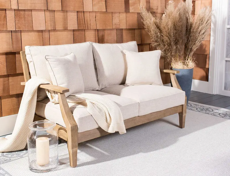 Safavieh Martinique Wood Patio Loveseat - Natural