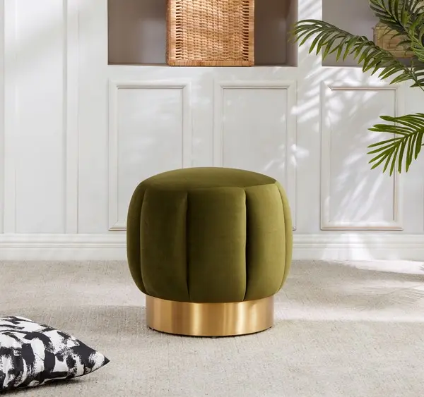 Safavieh Maxine Channel Tufted Otttoman - Olive