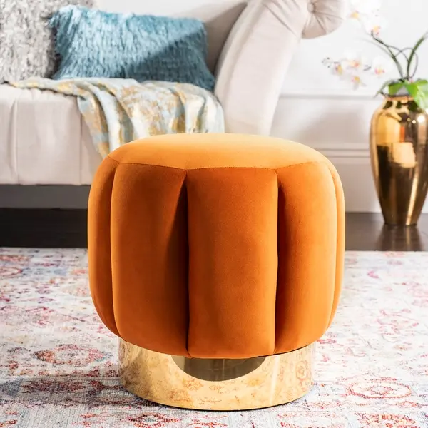 Safavieh Maxine Channel Tufted Otttoman - Sienna