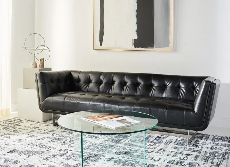 Safavieh Mcneill Tufted Leather Sofa - Black