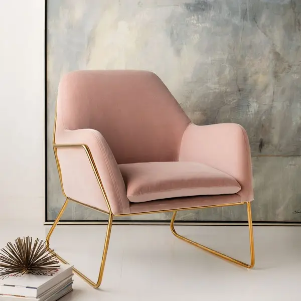 Safavieh Misty Metal Frame Accent Chair - Blush