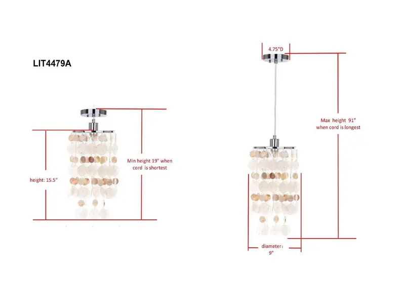 Safavieh Modern Capiz 1 Light 9-Inch Dia Pendant - Natural Cream