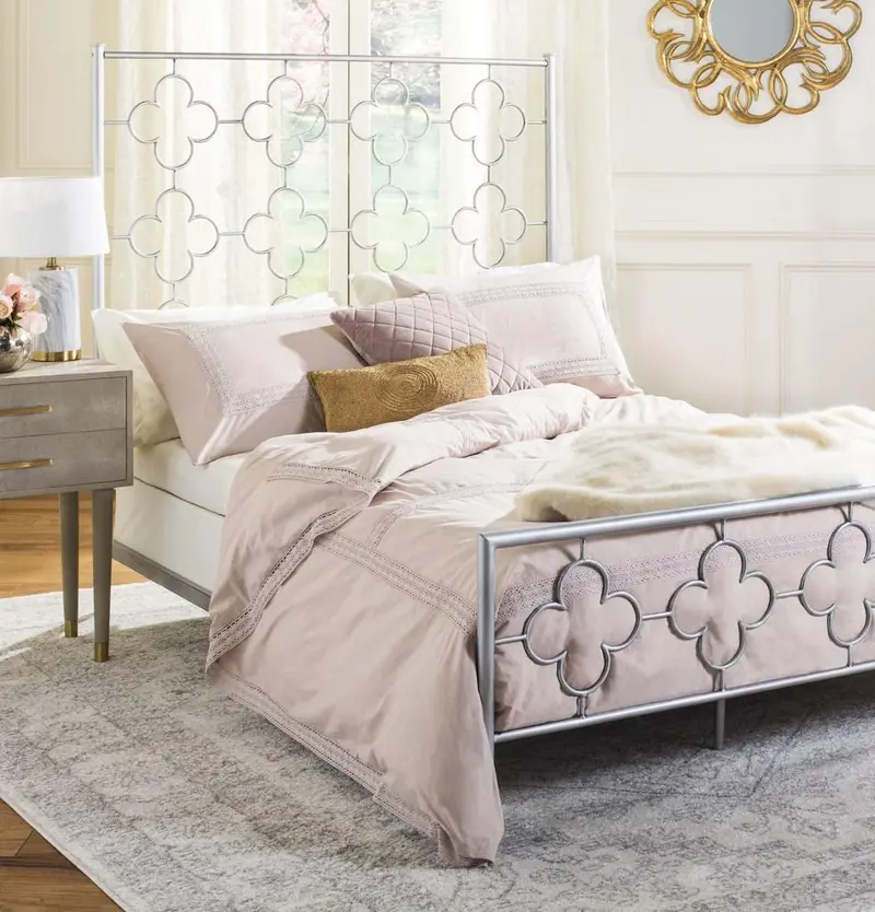 Safavieh Morris Lattice Metal Bed Full Size - Antique Silver
