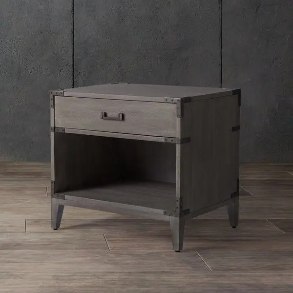 Safavieh Nisha 1 Drawer Wood Nightstand - Light Gray