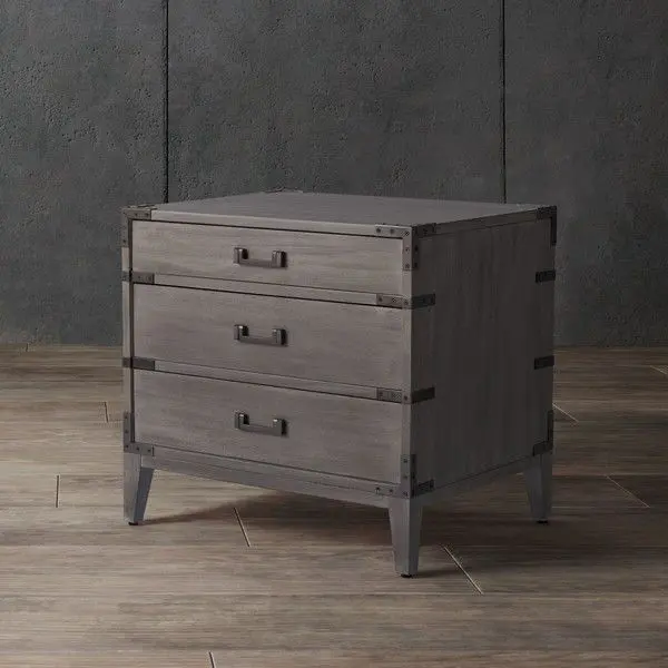 Safavieh Nisha 3 Drawer Wood Nightstand - Light Gray