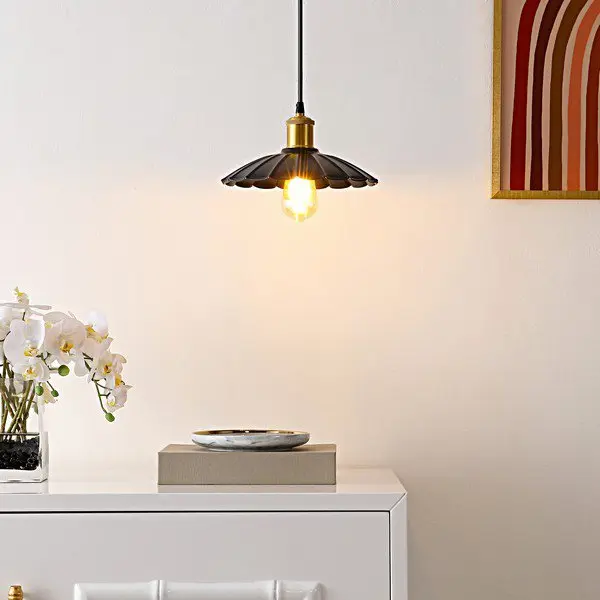 Safavieh Novaire, 10 Inch, Black/Brass, Iron Pendant - Black