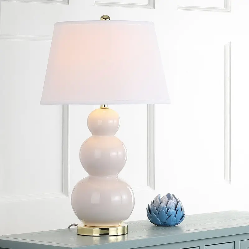 Safavieh Pamela 28-Inch H Triple Gourd Ceramic Lamp Set Of 2 - Light Grey