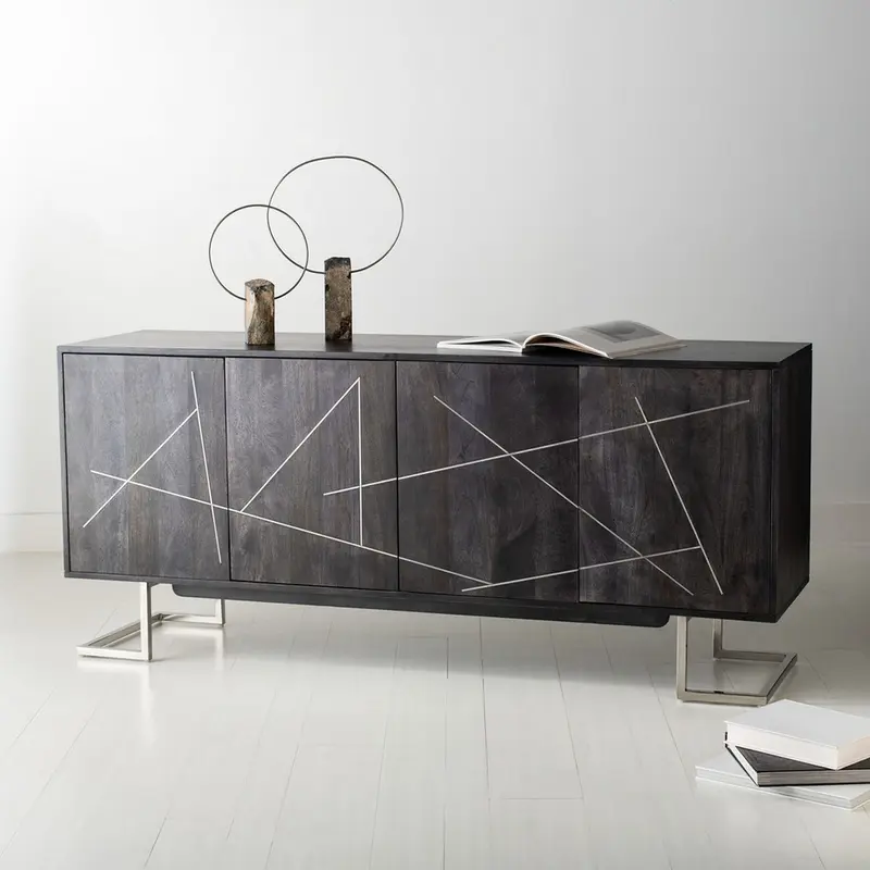 Safavieh Penn Geometric 4 Door Sideboar - Black