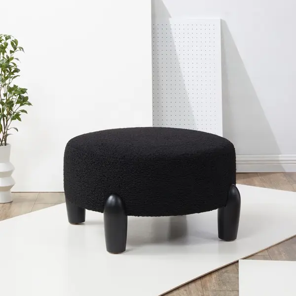 Safavieh Perez Scandinavian Rd Ottoman - Black