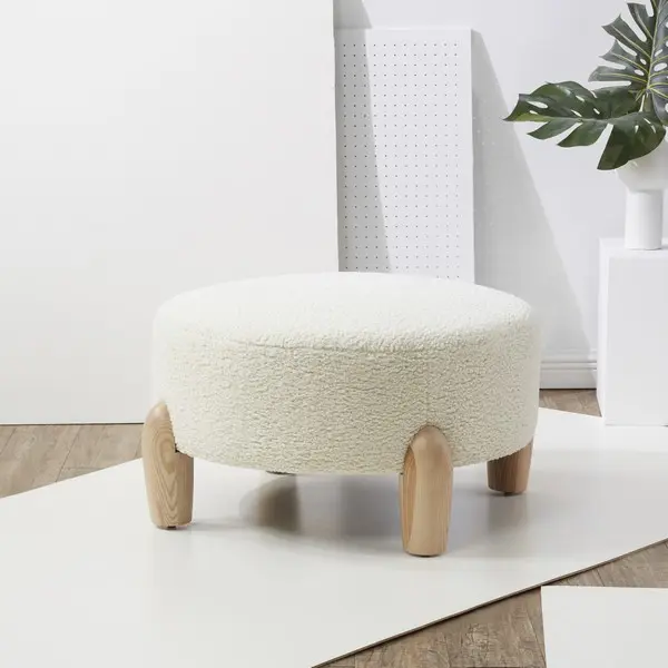Safavieh Perez Scandinavian Rd Ottoman - Ivory