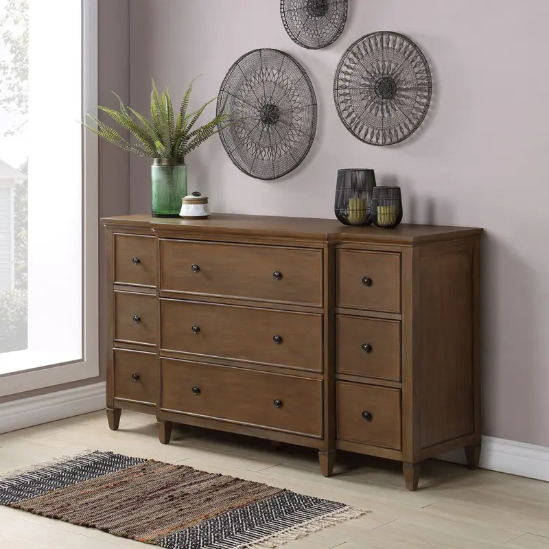 Safavieh Phineas 9 Drawer Sideboard - Walnut