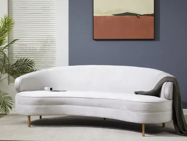 Safavieh Primrose Curved Velvet Sofa - Light Gray