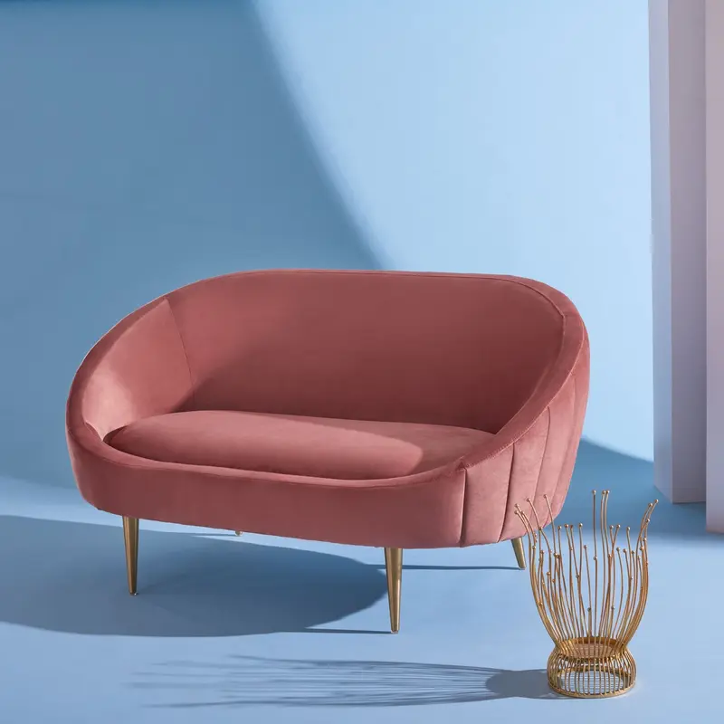 Safavieh Razia Channel Tufted Velvet Loveseat - Dusty Rose