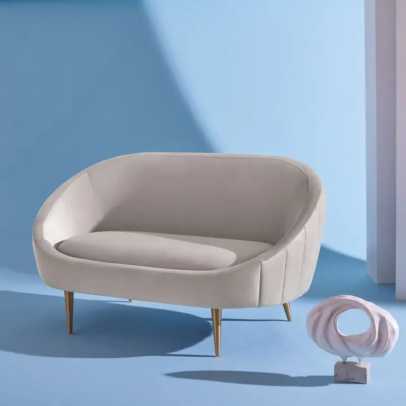 Safavieh Razia Channel Tufted Velvet Loveseat - Pale Taupe