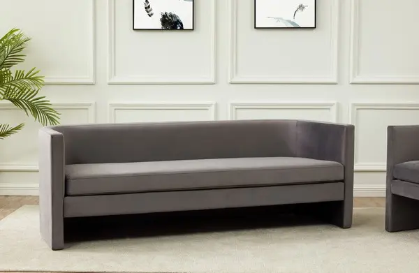 Safavieh Rosabeth Curved Velvet Sofa - Slate Gray