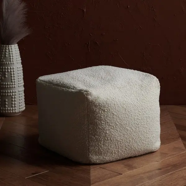 Safavieh Samuels Boucle Pouf - Ivory