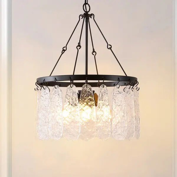Safavieh Selene, 4 Light, 20 Inch, Black/Clear, Iron/Glass Chandelier - Black