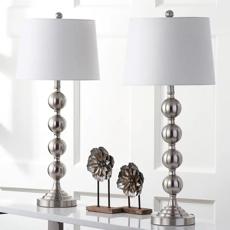 Safavieh Stacked 32.5-Inch H Gazing Ball Table Lamp Set Of 2 - Nickel