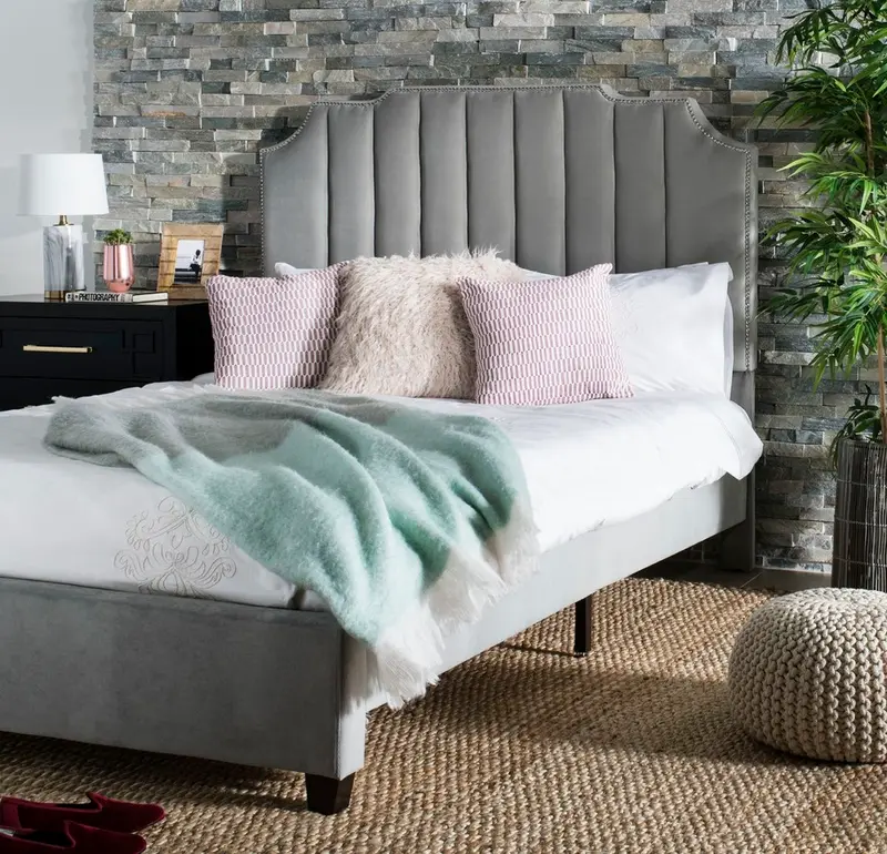 Safavieh Streep Fabric Bed Full Size - Grey