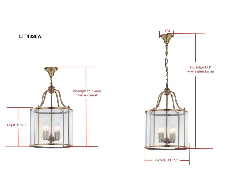 Safavieh Sutton Place 4 Light Brass 13.4-Inch Dia Pendant - Brass