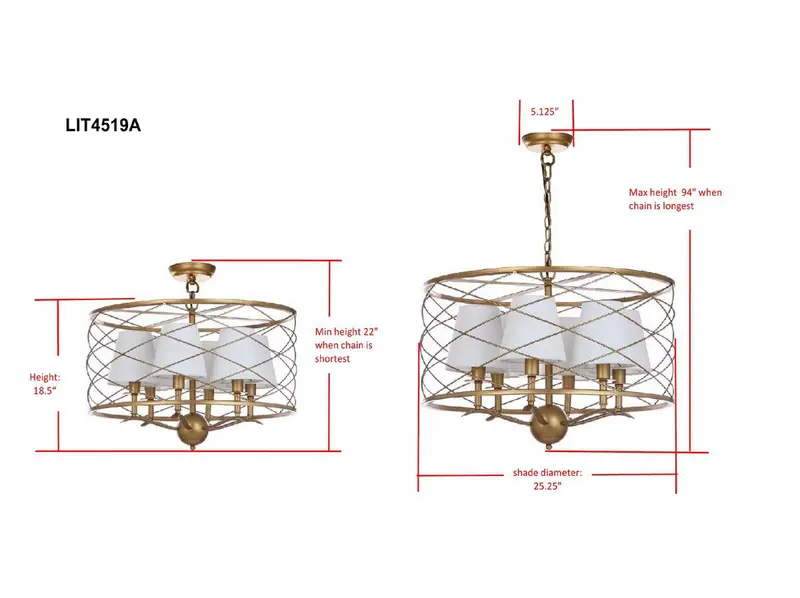Safavieh Thea 25.25-Inch Dia Adjustable Pendant Lamp - Gold