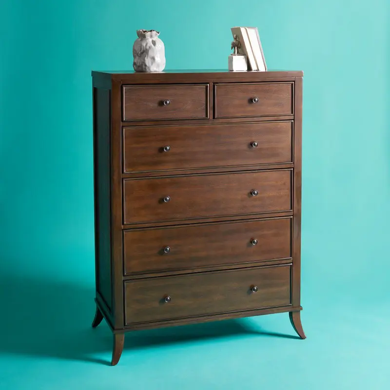 Safavieh Tobias 6 Drawer Tall Dresser - Dark Walnut