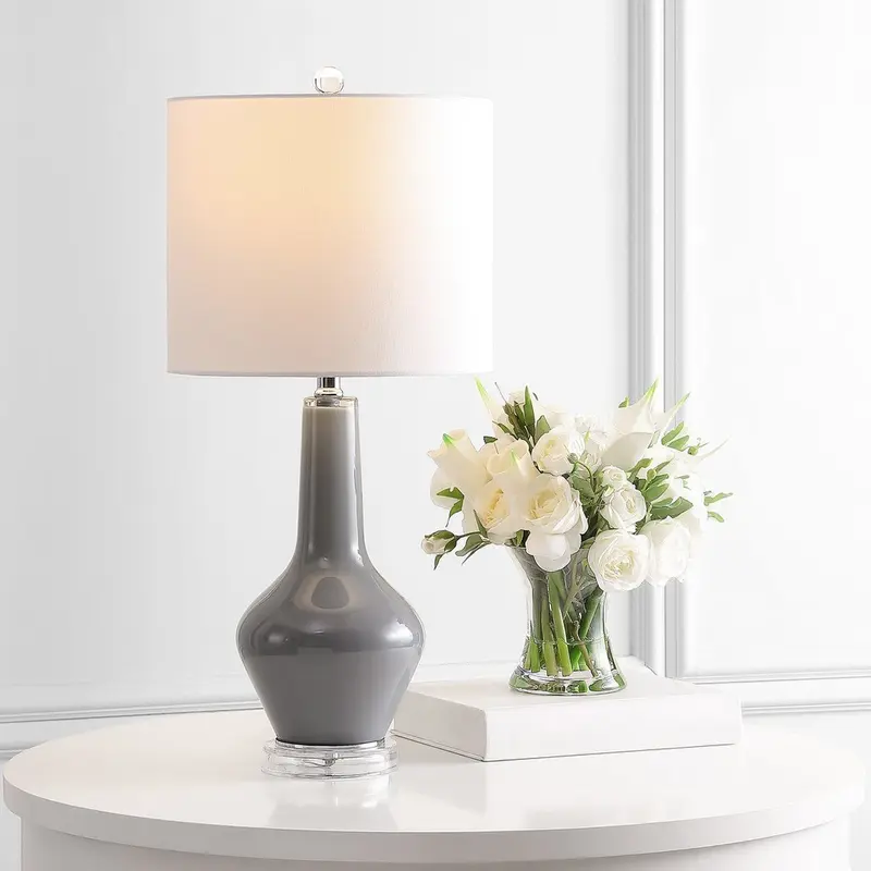 Safavieh Velor Table Lamp Set Of 2 - Smoked Grey Glass