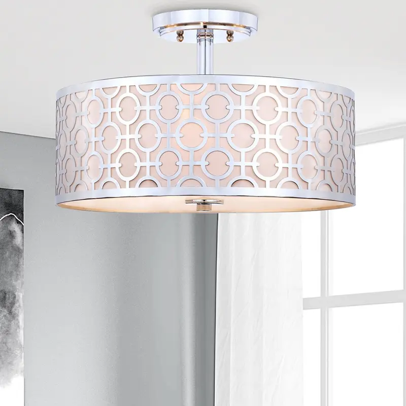 Safavieh Vera Chain-Link 3 Light 15.5-Inch Dia Chrome Flush Mount - Chrome