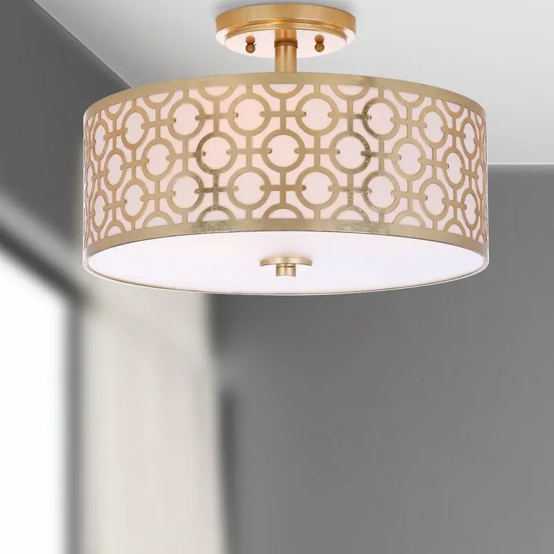 Safavieh Vera Chain-Link 3 Light 15.5-Inch Dia Gold Flush Mount - Gold