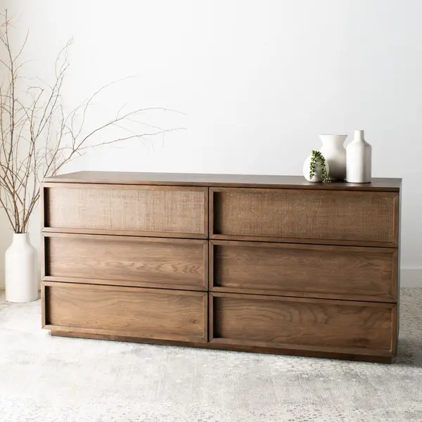 Safavieh Zeus 6 Drawer Wood Dresser - Medium Oak