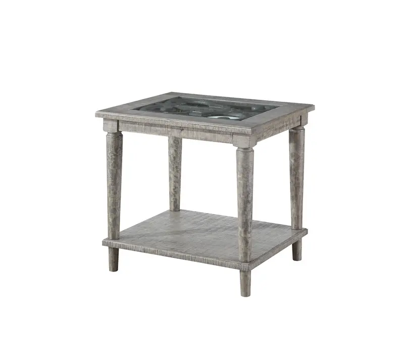 Salvaged Natural Glass Wood End Table By Homeroots