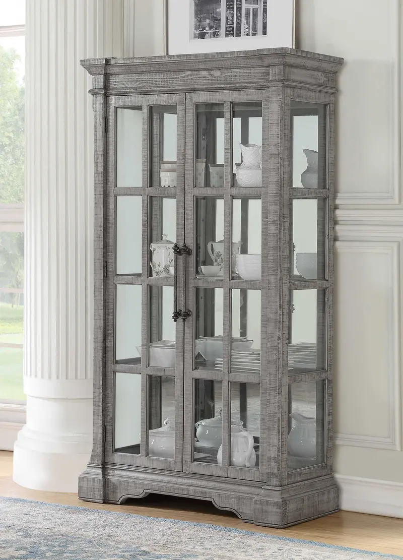 Salvaged Natural Wood Glass Curio By Homeroots