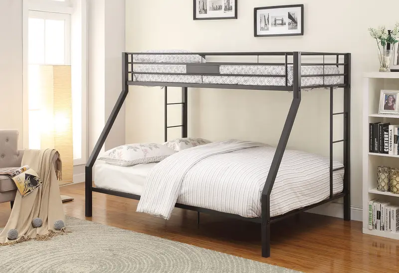 Sandy Black Metal Twin Xl Over Queen Bunk Bed By Homeroots