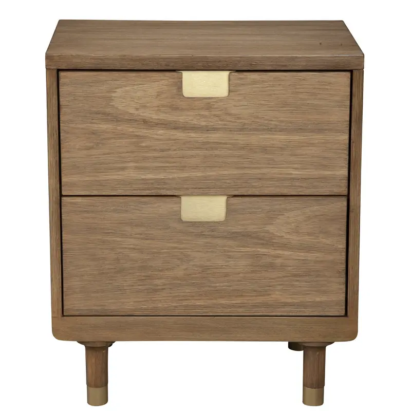 Sandy Brown And Gold 2 Drawer Nightstand By Homeroots