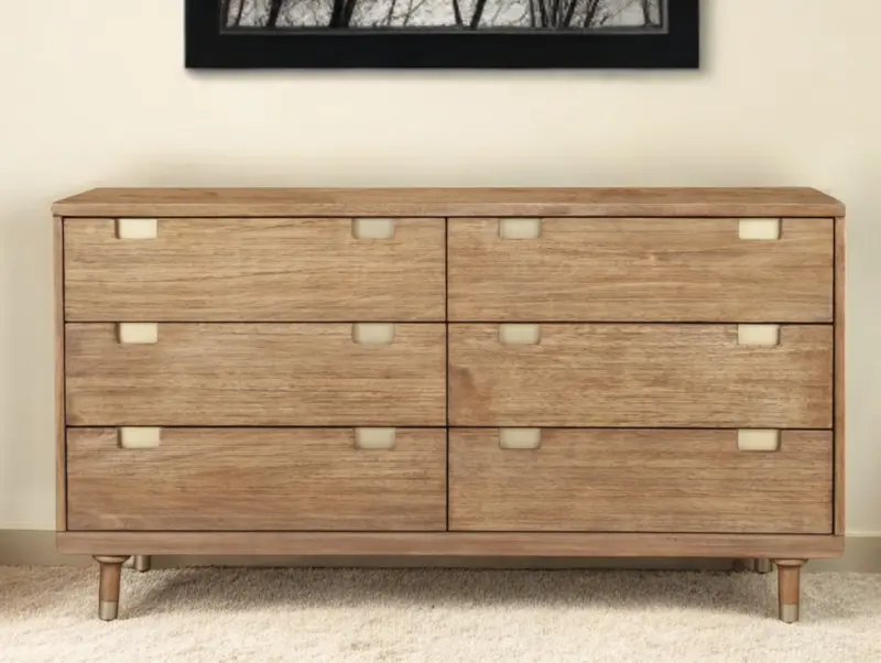 Sandy Brown Solid Wood Six Drawer Double Dresser By Homeroots