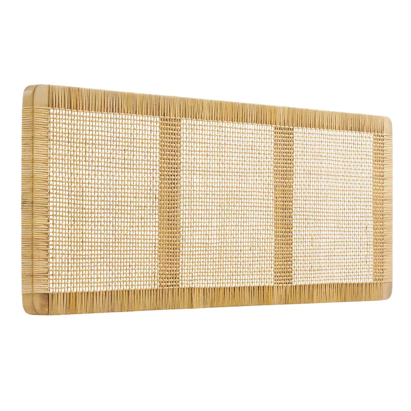 Sandy Wall Mounted Wood and Rattan King Size Headboard by Modway