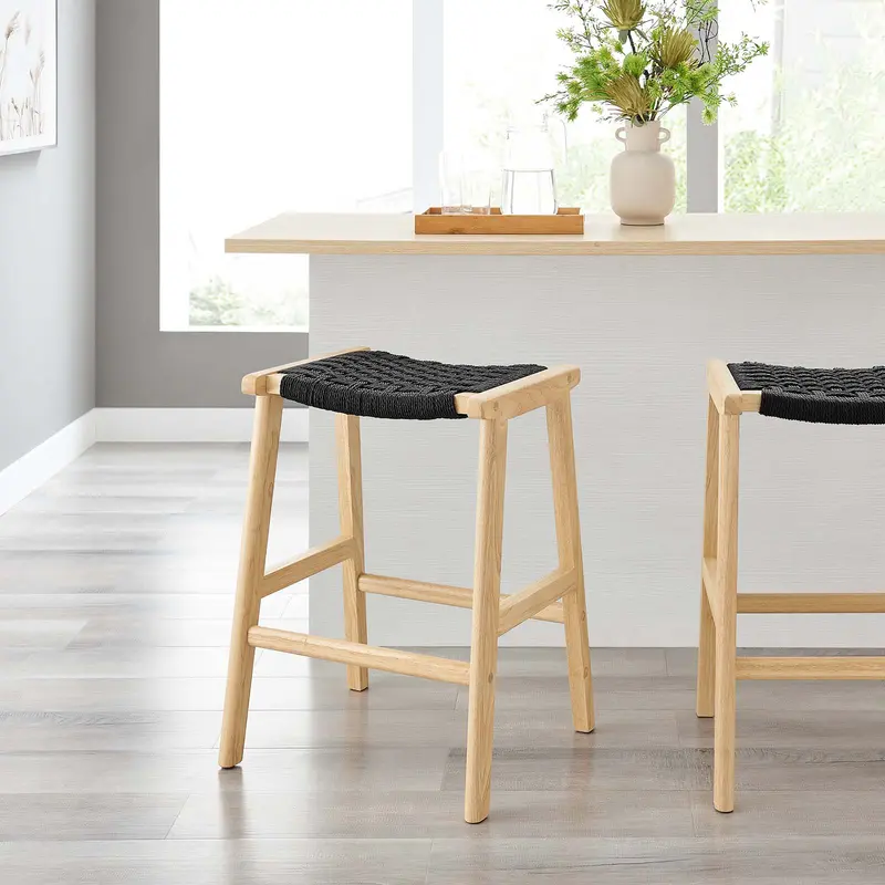 Saoirse Woven Rope Wood Counter Stool - Set of 2 By Modway - EEI-6548
