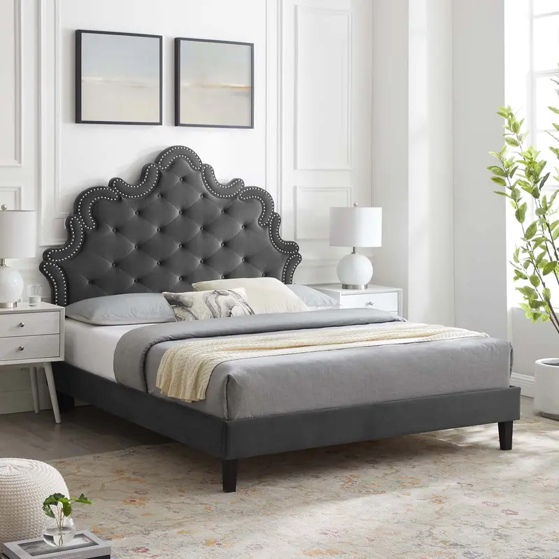 Sasha Button-Tufted Performance Velvet Queen Bed By Modway - MOD-6827