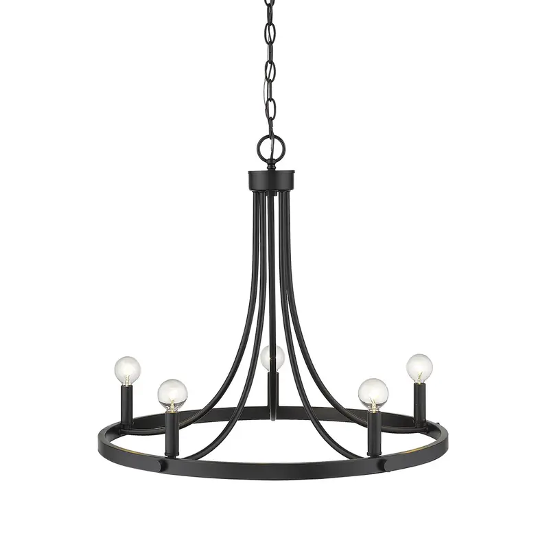 Sawyer 5-Light Matte Black Chandelier By Homeroots