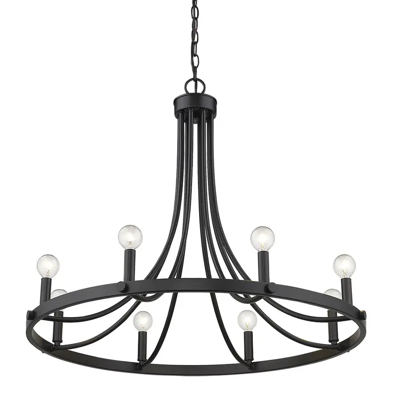 Sawyer 8-Light Matte Black Chandelier By Homeroots