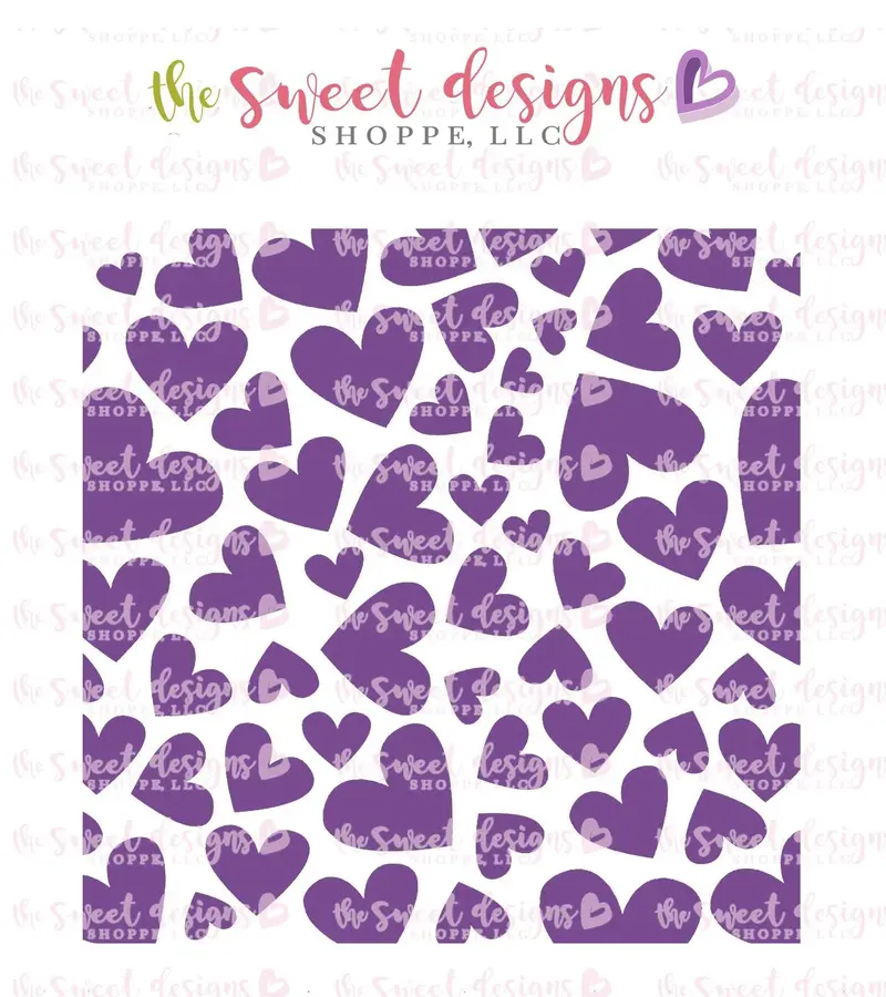 Scattered Hearts - Plus -  Stencil