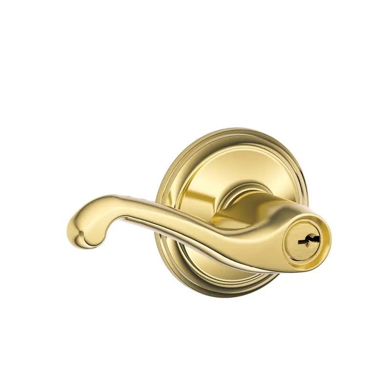 Schlage Flair Bright Brass Entry Lever KD4 1-3/4 in. - Open Box
