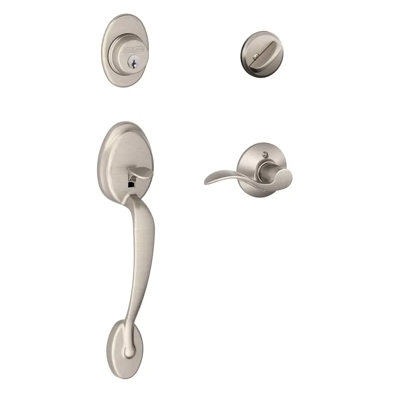 Schlage Plymouth, Accent Satin Nickel Entry Handleset 1-3/4 in. - Deal of The Week