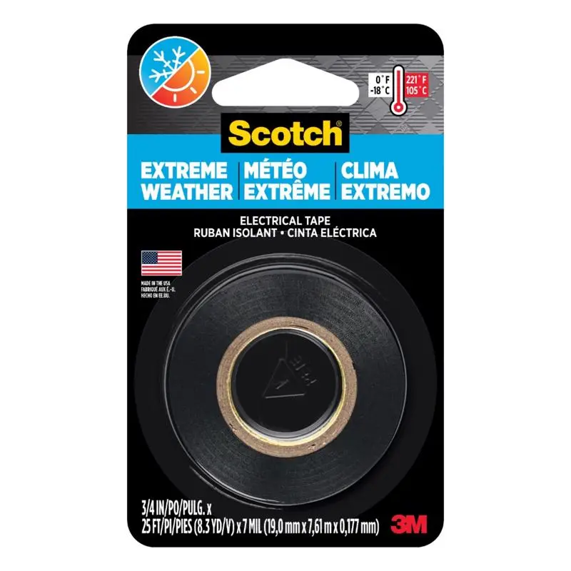 Scotch 0.75 in. W X 25 ft. L Black Vinyl Electrical Tape (Pack of 12)